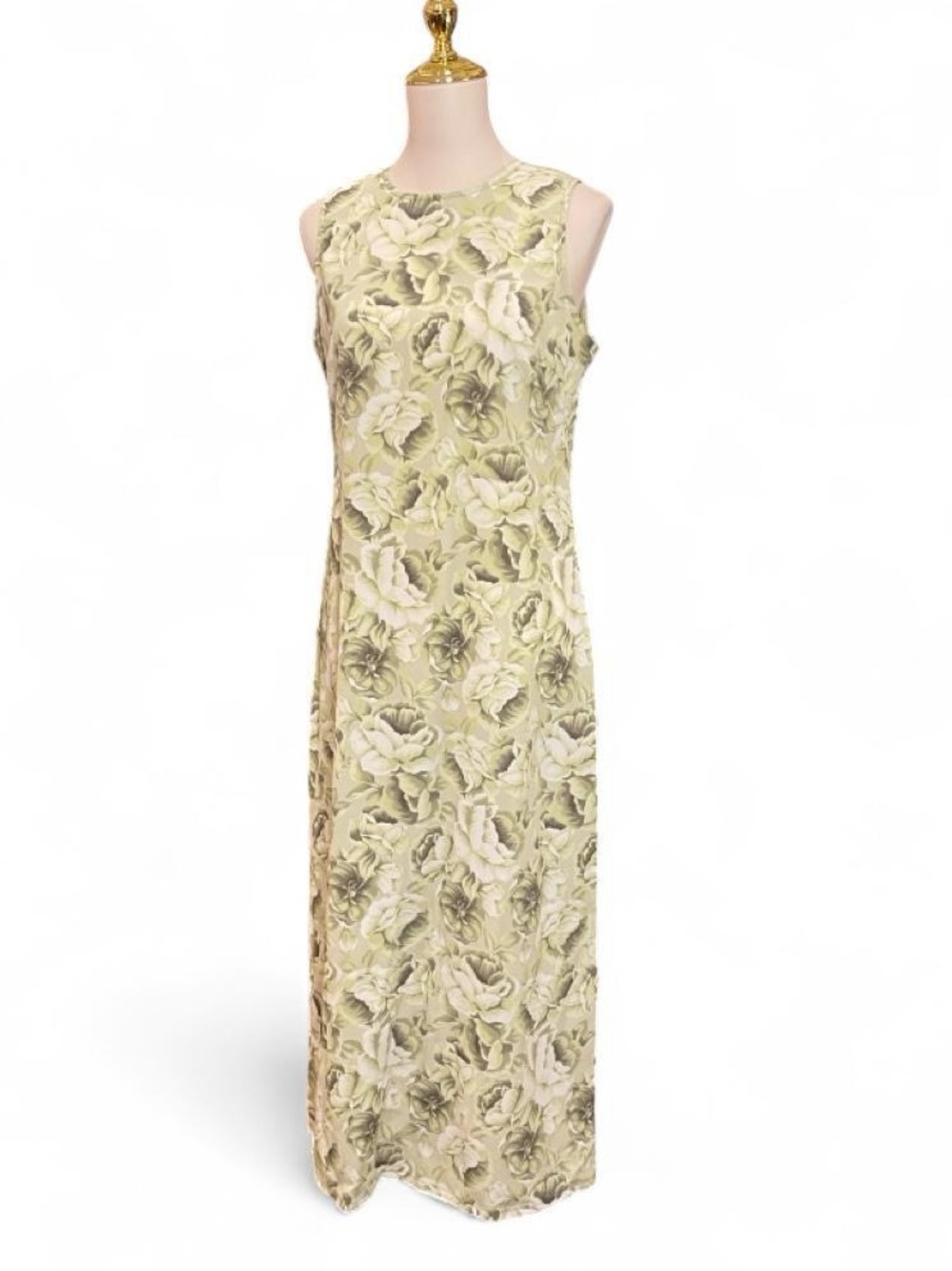 Vintage Old Navy Sleeveless Floral Maxi Dress in Light Green